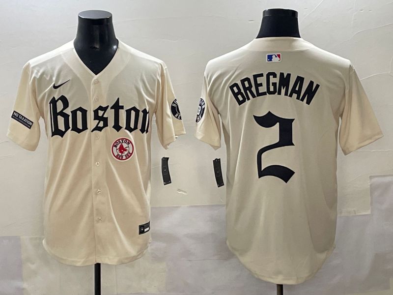 Men 2025 Boston Red Sox #2 Bregman Cream Five generations Joint Name Nike MLB Jersey style 19->boston red sox->MLB Jersey